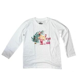 The grinch girls T-shirt white long sleeve crewneck christmas T-shirt size L